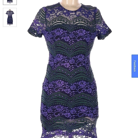 Romeo & Juliet Couture Purple Green Lace Cocktail Dress size Medium D - Picture 1 of 12